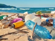 Plastic pollution on a beach
